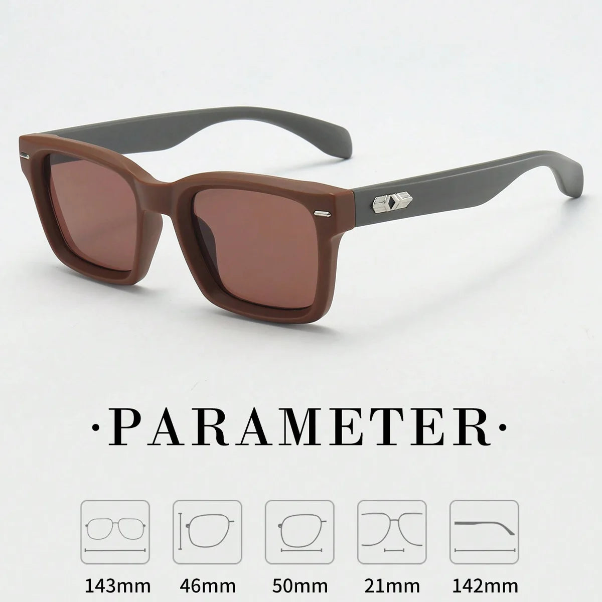 Set of men's retro square frame high-end fashion trendy glasses