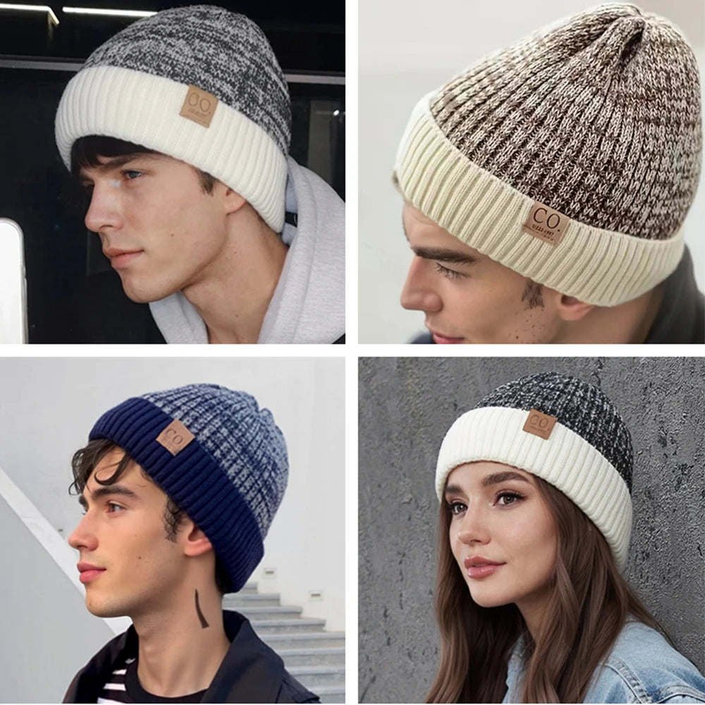 New Winter Hats Women and men Fashion Warm Beanie Cap Casual Winter Knitted Hats