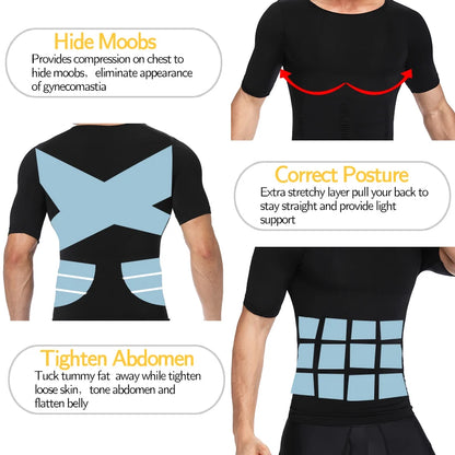 Men Weight Loss Shapewear T-Shirt Body Shaper Slimming Compression Shirts Gynecomastia Undershirt Waist Trainer Muscle