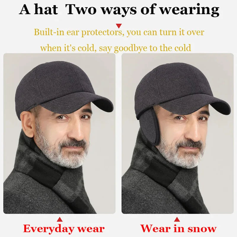 New Men Winter Thickened Ear Protection Baseball Caps
