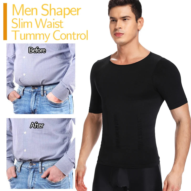 Men Weight Loss Shapewear T-Shirt Body Shaper Slimming Compression Shirts Gynecomastia Undershirt Waist Trainer Muscle