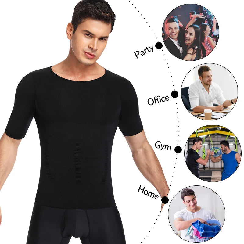 Men Weight Loss Shapewear T-Shirt Body Shaper Slimming Compression Shirts Gynecomastia Undershirt Waist Trainer Muscle