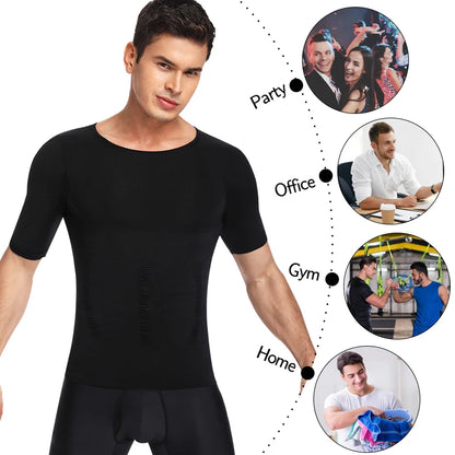 Men Weight Loss Shapewear T-Shirt Body Shaper Slimming Compression Shirts Gynecomastia Undershirt Waist Trainer Muscle