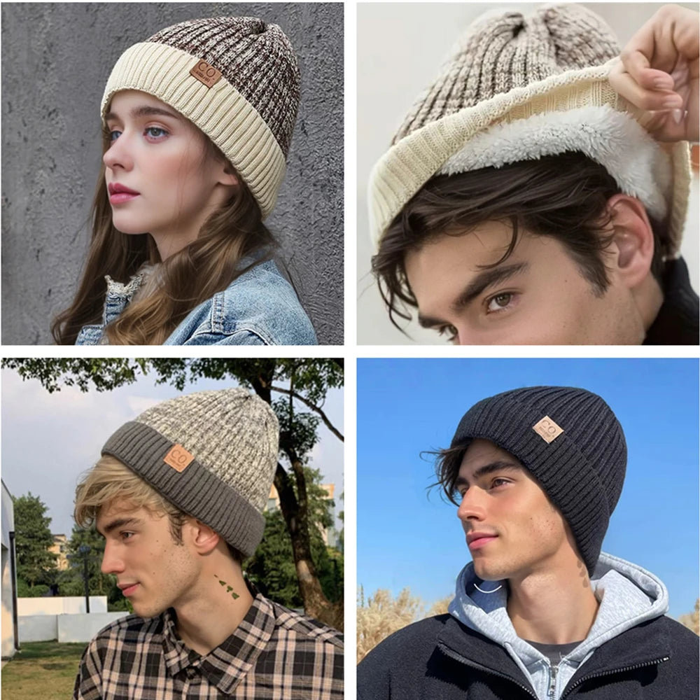 New Winter Hats Men And Women Fashion Warm Beanie Cap Casual Winter Knitted Hats