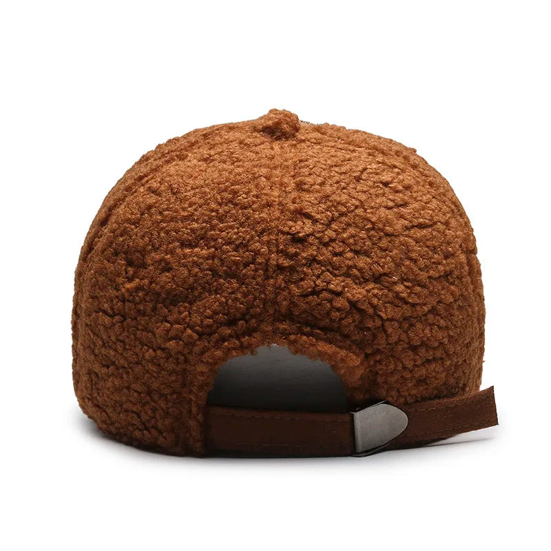 1pc Autumn and Winter Fashion Simple Casual Anti-ultraviolet Thickened Plush Suede Splicing Diamond Baseball Cap,Warm Comfortabl