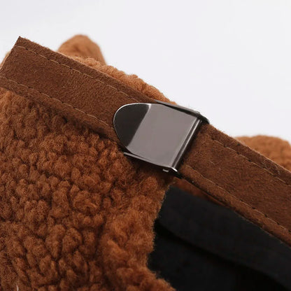 1pc Autumn and Winter Fashion Simple Casual Anti-ultraviolet Thickened Plush Suede Splicing Diamond Baseball Cap,Warm Comfortabl